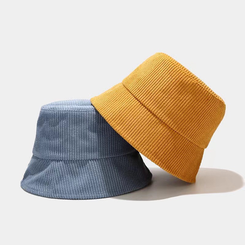 Autumn and Winter Korean style hat women's solid color simple all-match corduroy fisherman hat outdoor sun-proof basin hat tide