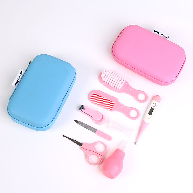 Cross-border baby care eight pieces of suit nail clippers feeding spoon comb nasal aspirator can be equipped with suit