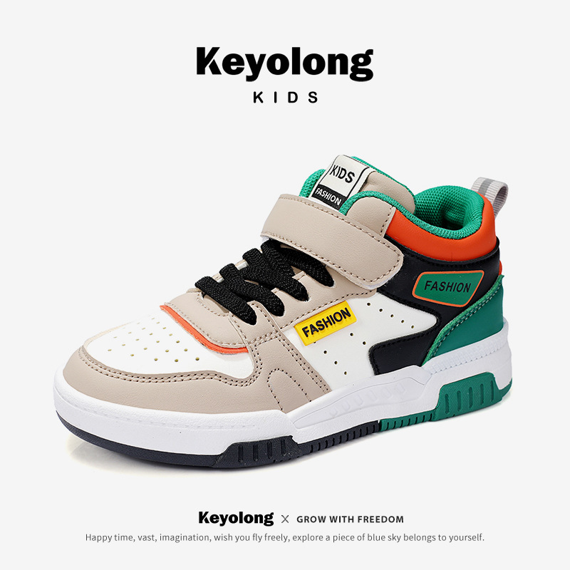 Children's Board Shoes 2025 Spring and Autumn Boys' Leather Waterproof sneaker Girls' Pink Soft Sole Mid-top Casual Board Shoes