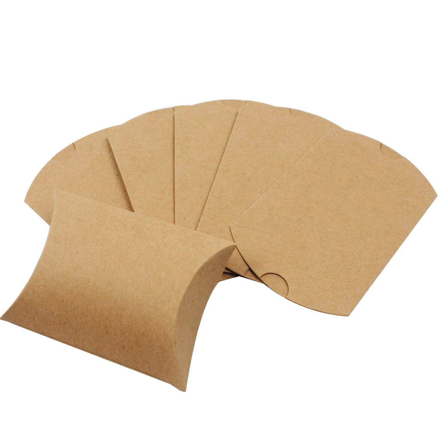 Factory spot Kraft paper pillow box cross-border candy box with hemp rope cattle card White card black card packaging box