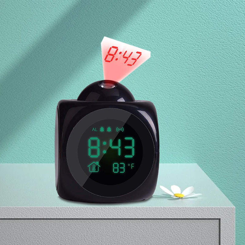 English Voice Time Artistic Projection Clock Multifunctional Creative Square Lazy Alarm Clock New Bedroom Electronic Clock