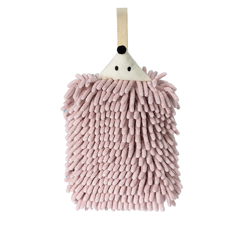 Cartoon hedgehog chenille towel can be hung recreational house hanging absorbent thick children's hand towel wholesale