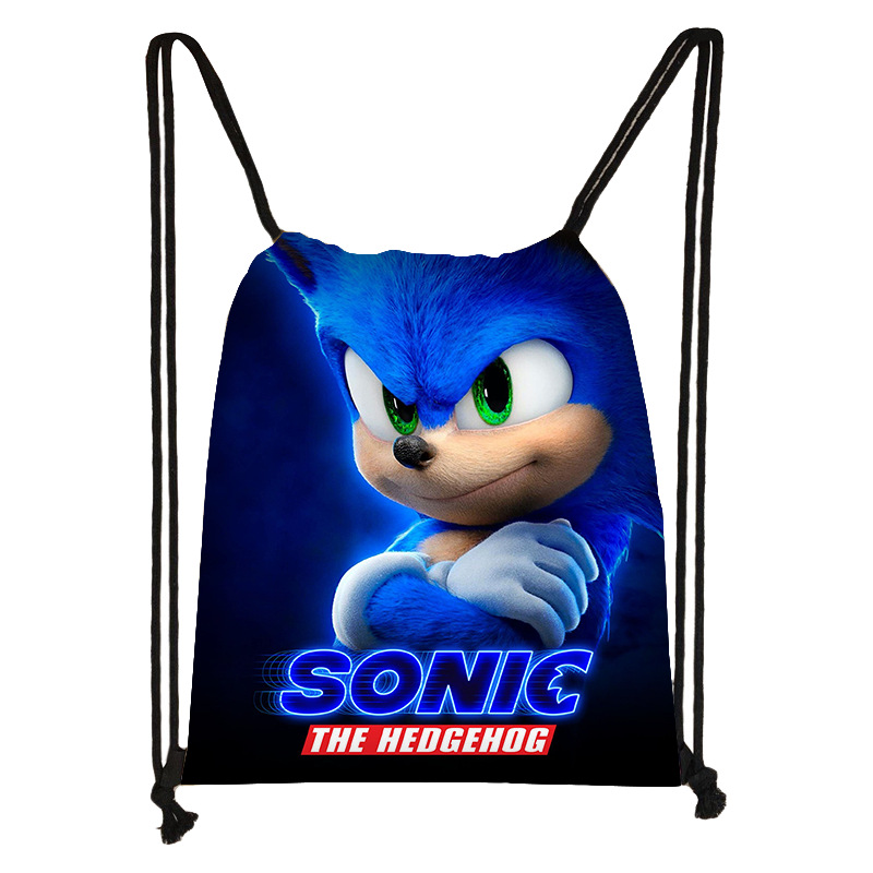 2024 New Sonic Drawstring Pocket Cute Cartoon Polyester Drawstring Bag Children Printed Basketball Bag Factory Wholesale