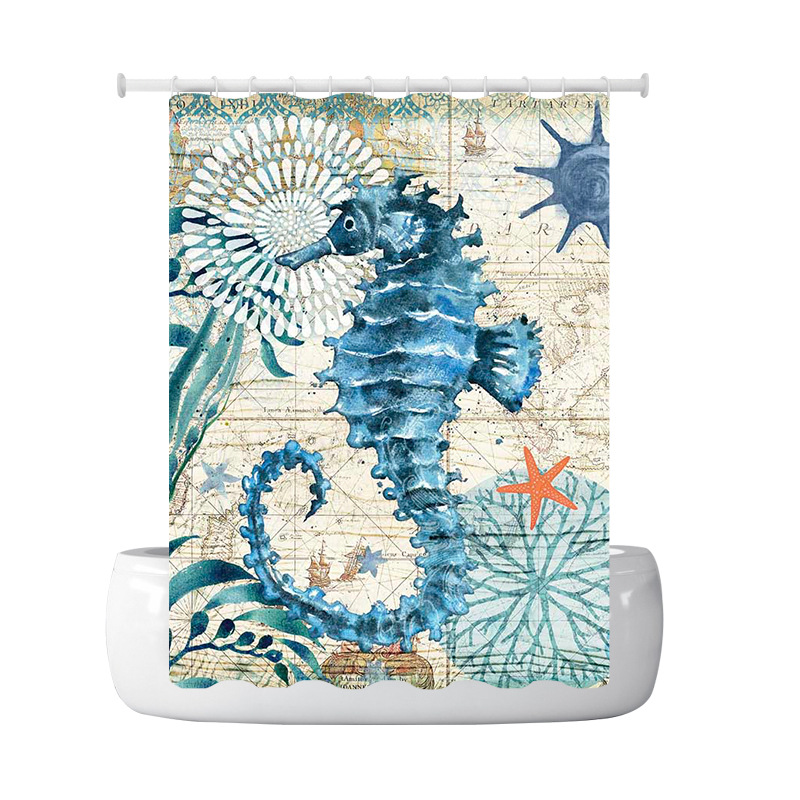 Digital printing 3D shower curtain set wholesale marine waterproof shower curtain mildew proof bathroom curtain toilet waterproof curtain