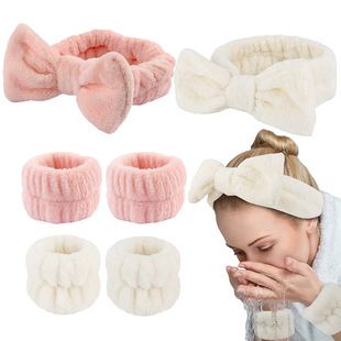 European and American Cross-border Plush Wrist Band Absorbent Sweat-absorbent Coral Fleece Waterproof Hair Band Wash Face Spa Bracelet Spa Wristband