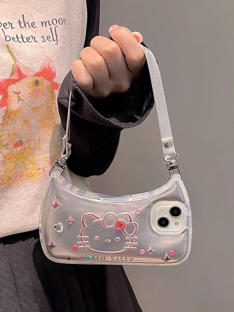 少女kt包適用iPhone15pro手機殼蘋果13手提14promax皮質防摔軟12p