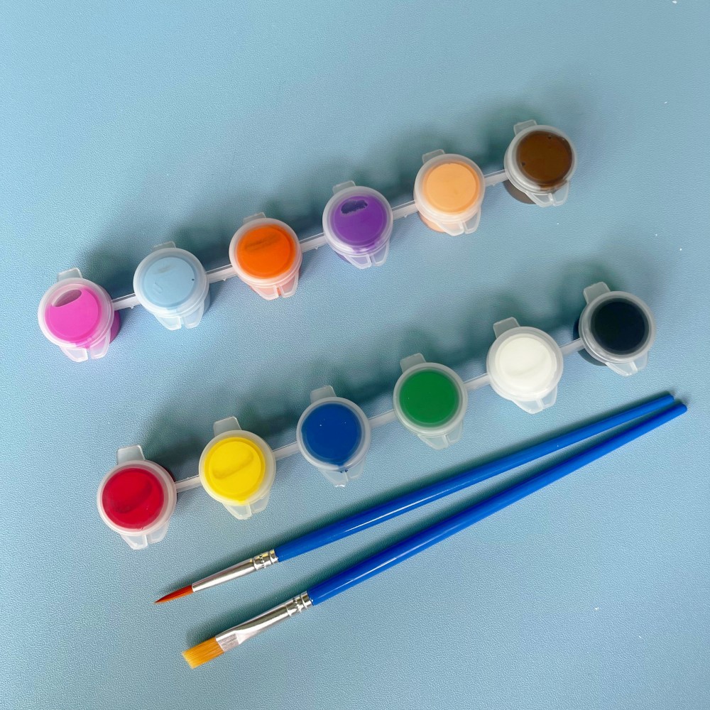 Acrylic 6 conjoined paint strip wholesale 12 color kindergarten DIY painted graffiti plaster doll painting paint stall