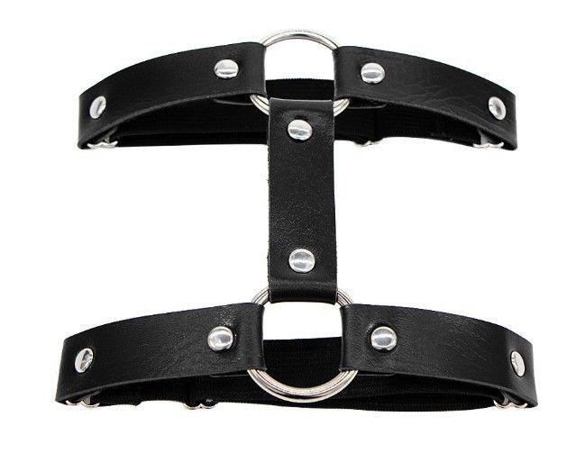 Punk Hard Girl Leather Ring Leg Ring Internet Celebrant Street Photoshoot Sexy Double Layer Strap Big Leg Ring Garter Belt TD-036