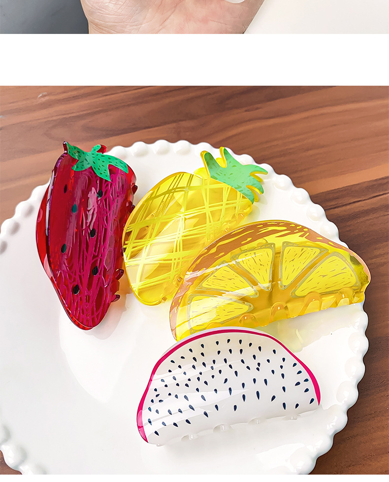 Berphia Creative Fruit Lemon Grab Clip Acrylic Hair Accessories Hair Grab Head Hairpin Korean Shark Clip Wholesale_voghion.com