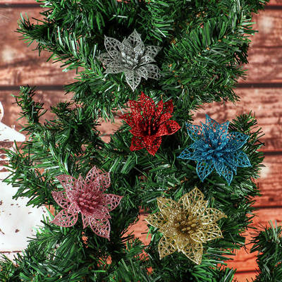 New Christmas Decorations Plastic Christmas Flower 8cm Christmas Flower Christmas Wreath Accessories