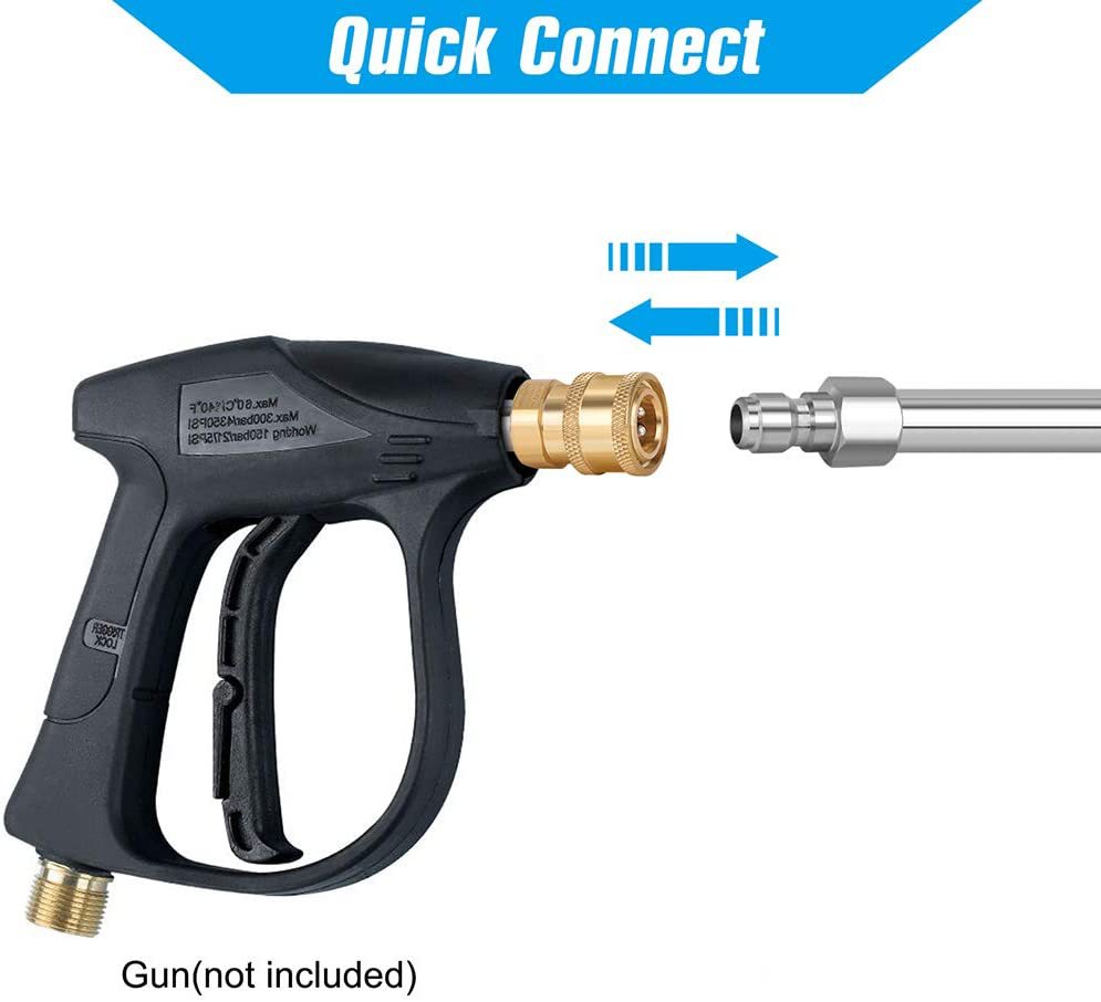 High pressure cleaner extension rod 1/4 stainless steel extension rod 17 inch extension rod quick connection high pressure water gun
