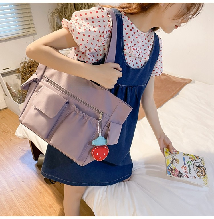 Student Tutorial Tasche Großhandel Canvas Tasche Damen Umhängetasche Japanische einfache große Kapazität Tragetasche Büchertasche Schultasche vielseitig_voghion.com