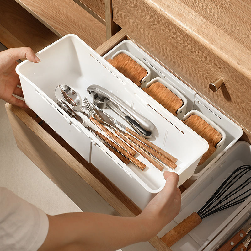 Simple New drawer retractable compartment storage box household adjustable length sorting storage box