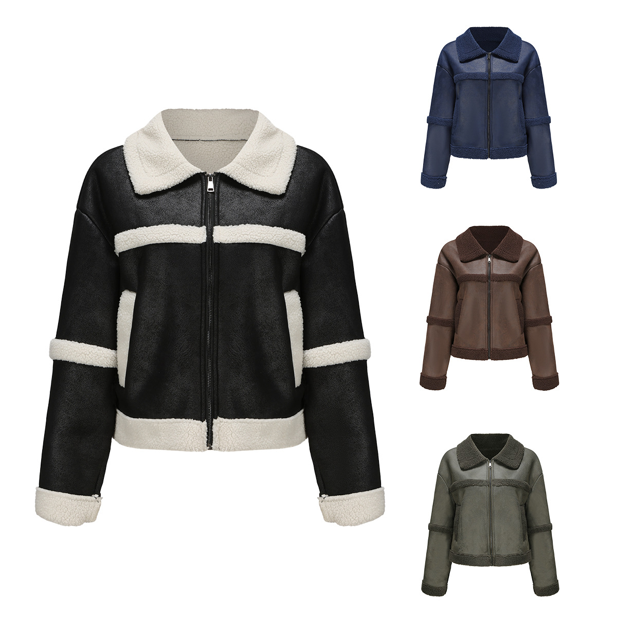 2023 autumn and winter New suede women's fashion warm velvet leather casual windproof European and American coat fashion clothing