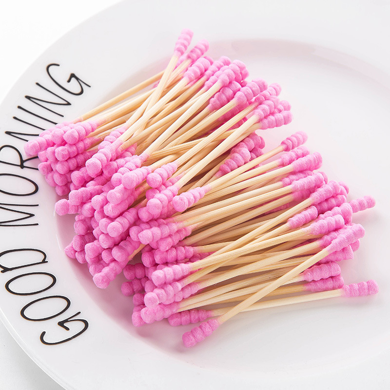Double-headed disposable cotton swab ear-pulling cotton swab cotton swab makeup remover makeup hygiene ear-pulling cotton swab cotton wooden swab