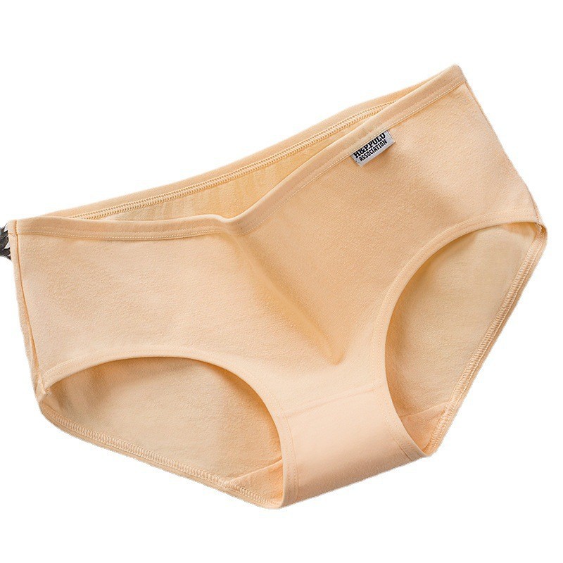 A001 Underwear Women's Pure Cotton Simple Breathable Mid-low Waist Solid Color Big Red Girl Student's Pure Cotton Trip