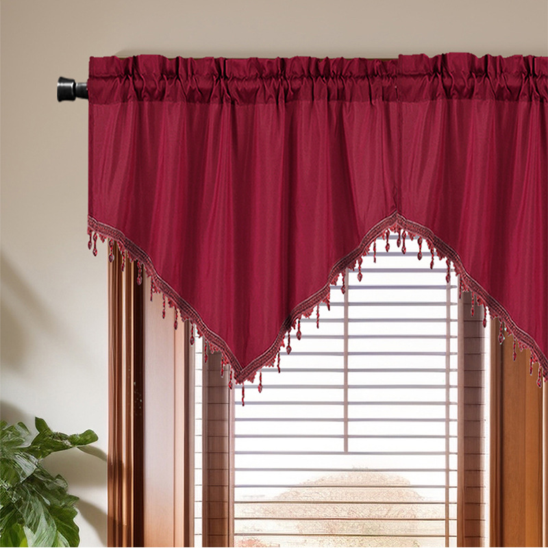 Curtain short curtain solid color curtain triangle curtain kitchen curtain small curtain rod curtain finished product