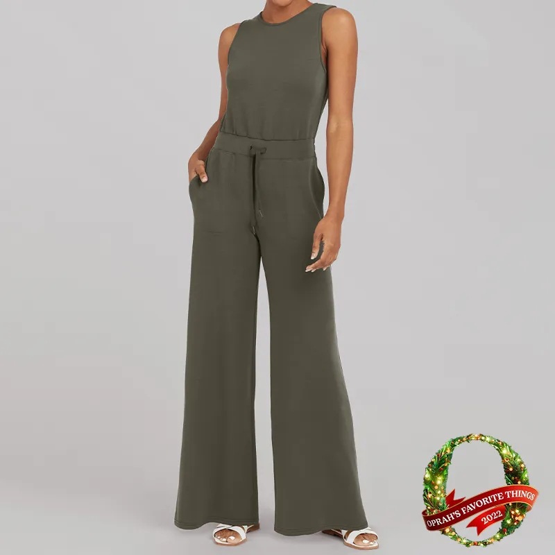Spring/Summer 2023 New All-match European and American Fashion Slim Casual Women's Sleeveless Solid Color Commuter Trousers Jumpsuit