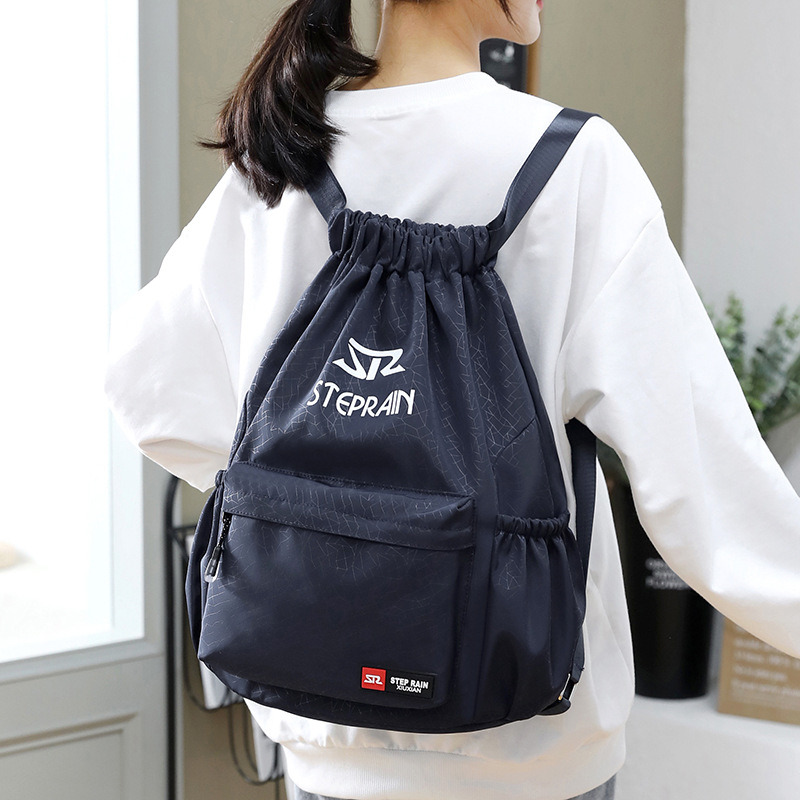 In stock wholesale outdoor travel bag nylon backpack large capacity fashion adjustable drawstring bag drawstring bag