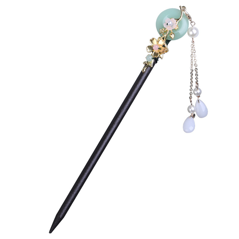 Ancient style hairpin tassel step shake chopsticks Hanfu hair accessories updo wooden hairpin ancient costume accessories vintage pull hair wooden hairpin female