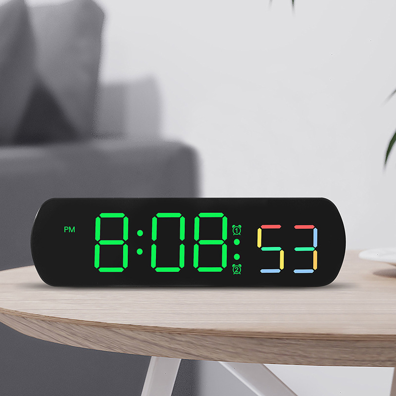 Simple electronic clock creative multifunctional LED alarm clock temperature jump second display positive countdown bedside clock 6639