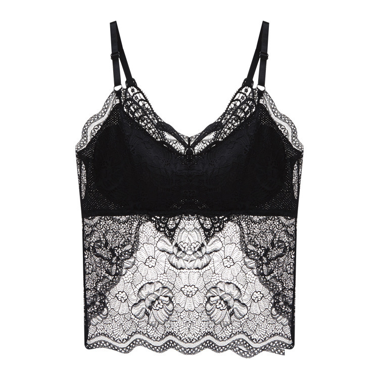 Lace camisole women's 909-1 butterfly back hollow-out bottoming outer wear long wrapped chest tube top anti-exposure hair generation