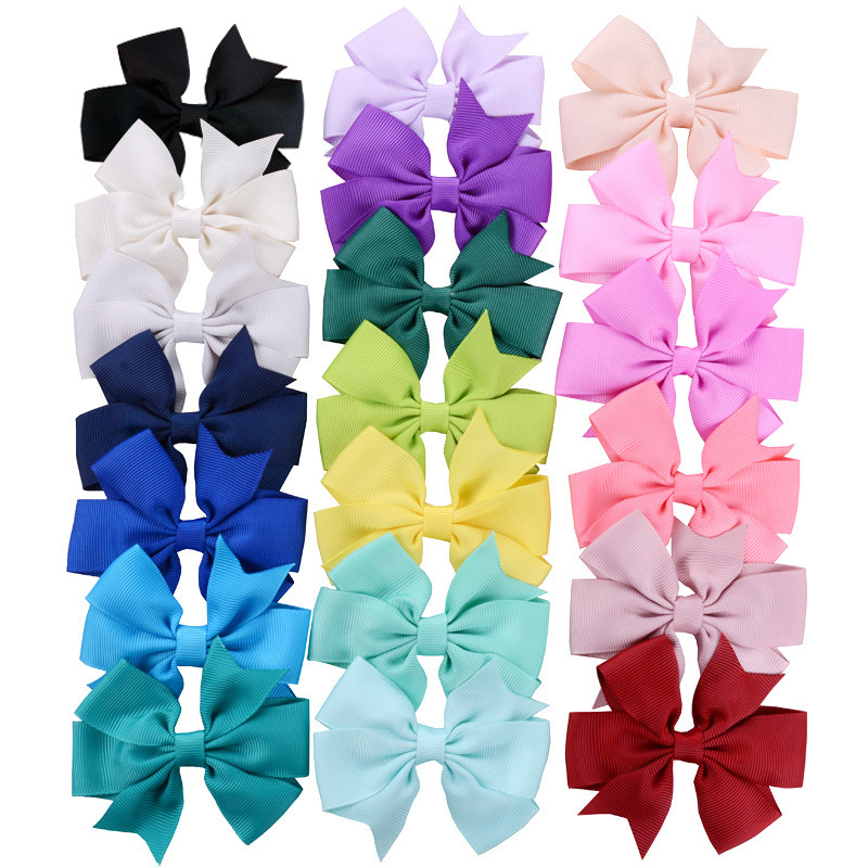 Foreign trade hot selling children's hair accessories V-shaped dovetail rib with bow hairpin duckbill clip jewelry headdress 40 colors