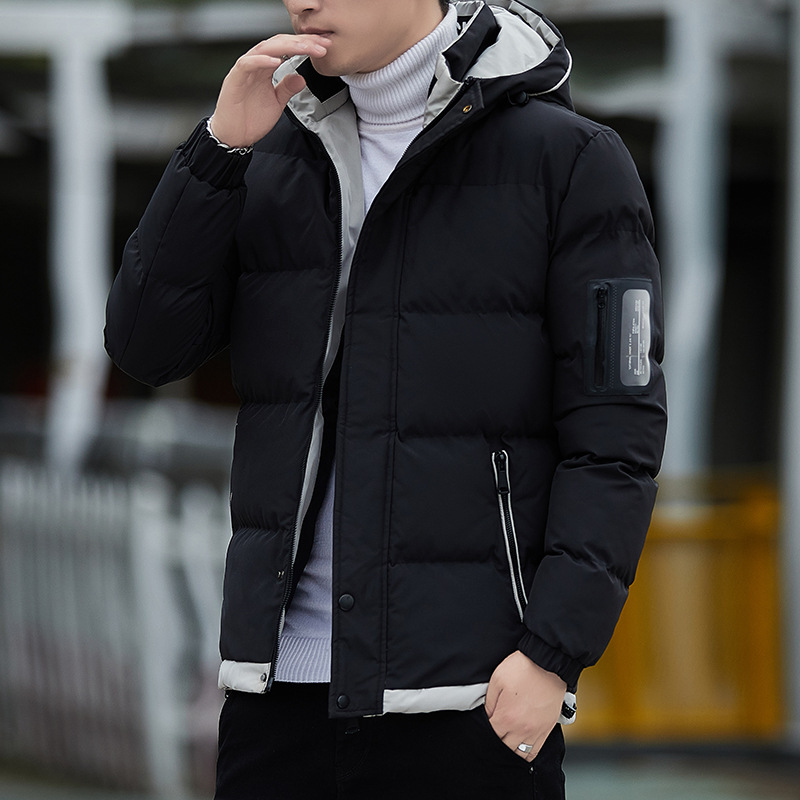 Men's cotton-padded jacket 2021 winter new leisure youth loose long hooded feather cotton-padded jacket men's wholesale