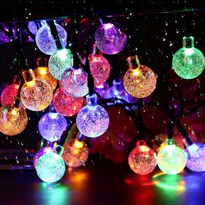 LED solar bubble ball light string cross-border crystal ball light string outdoor courtyard decorative lights festival hanging light string