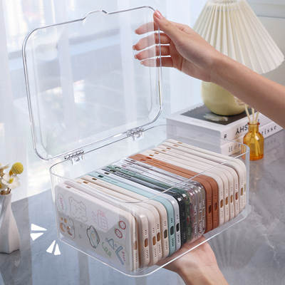 Flip dust-proof transparent storage box large capacity desktop sundries finishing mobile phone storage cabinet factory a generation of hair