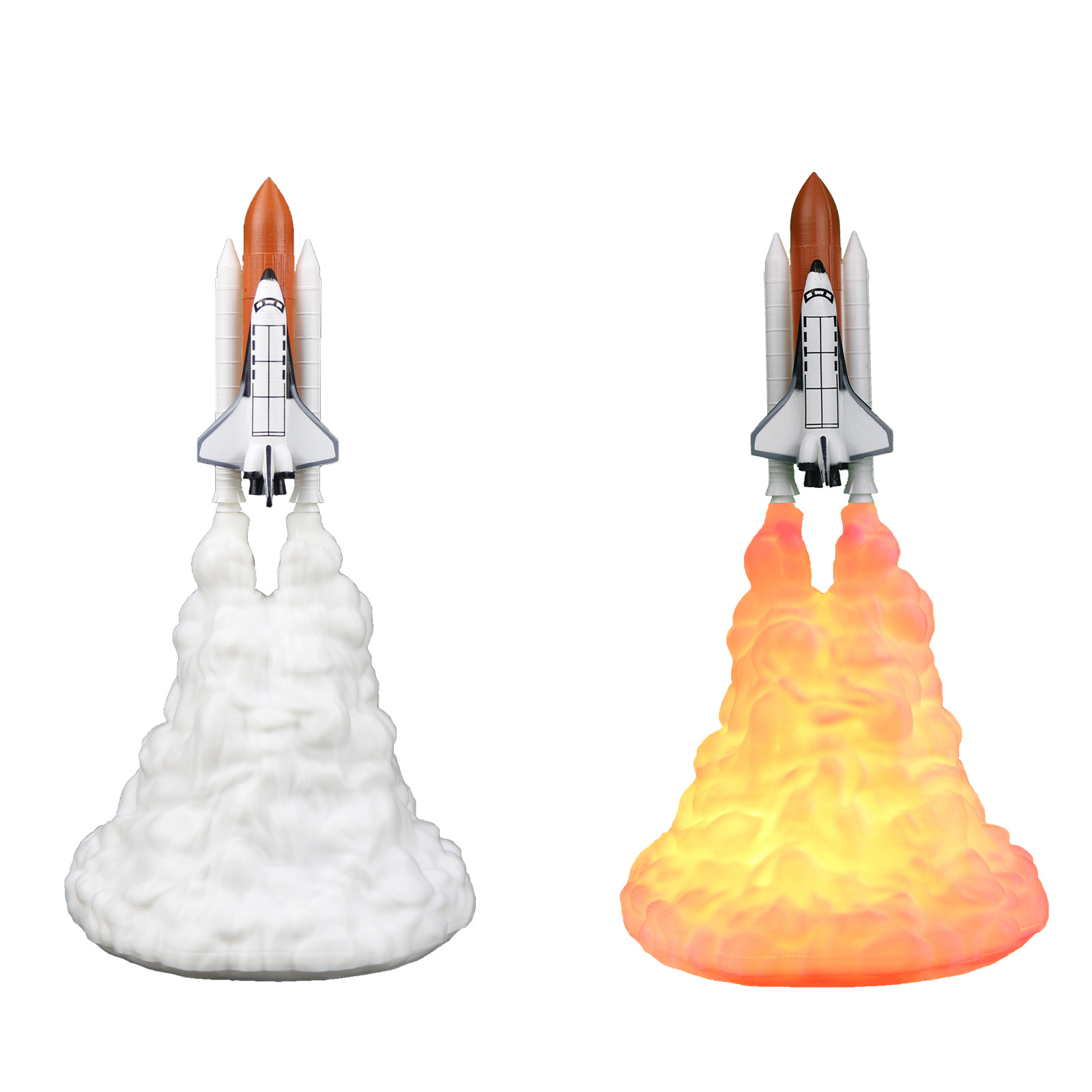 Night light 3d printing rocket lamp novelty creative home decoration usb charging bedside lamp space shuttle