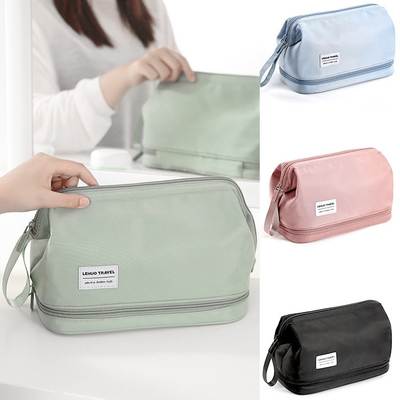 Double Layer Cloud Steel Frame Cosmetic Bag Simple Fashion Portable Cosmetic Storage Bag Large Capacity Travel Wash Bag