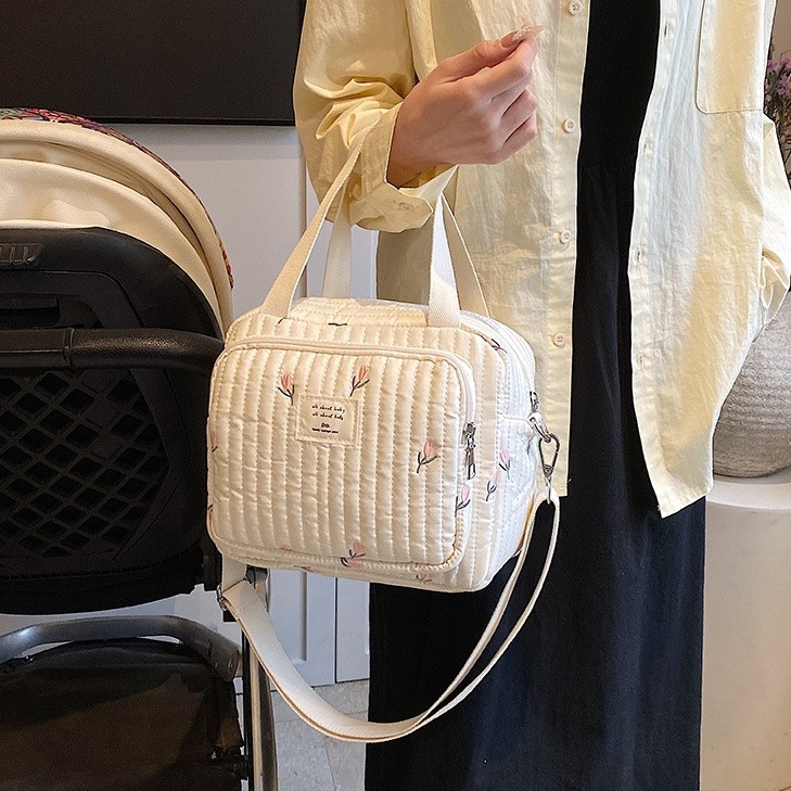 Korean Style Mummy Bag Polyester New Style Bear Embroidered Mother and Baby Bag Large Capacity Outgoing Mother Shoulder Crossbody Bag Cross-border Crossbody Bag