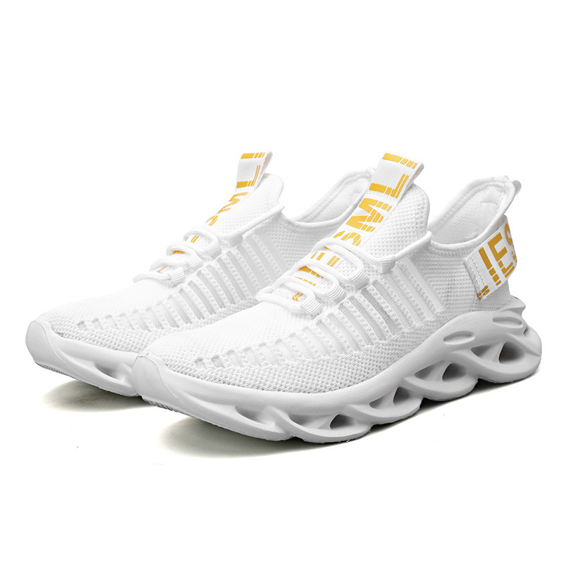 Men's Knife Peak men's shoes spring and autumn mesh flying woven vamp running hollow Korean style plus size sneaker casual shoes