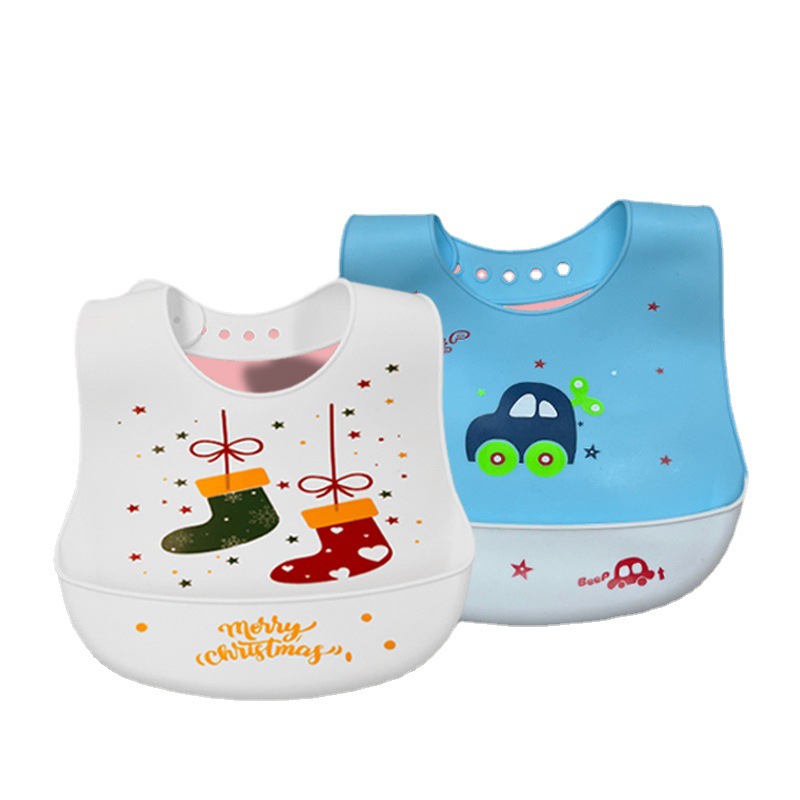 Cross-border New Baby Silicone Bib Waterproof Baby Meal Bag Children's Bib Large Slip Bag Wash-free Meal Bag