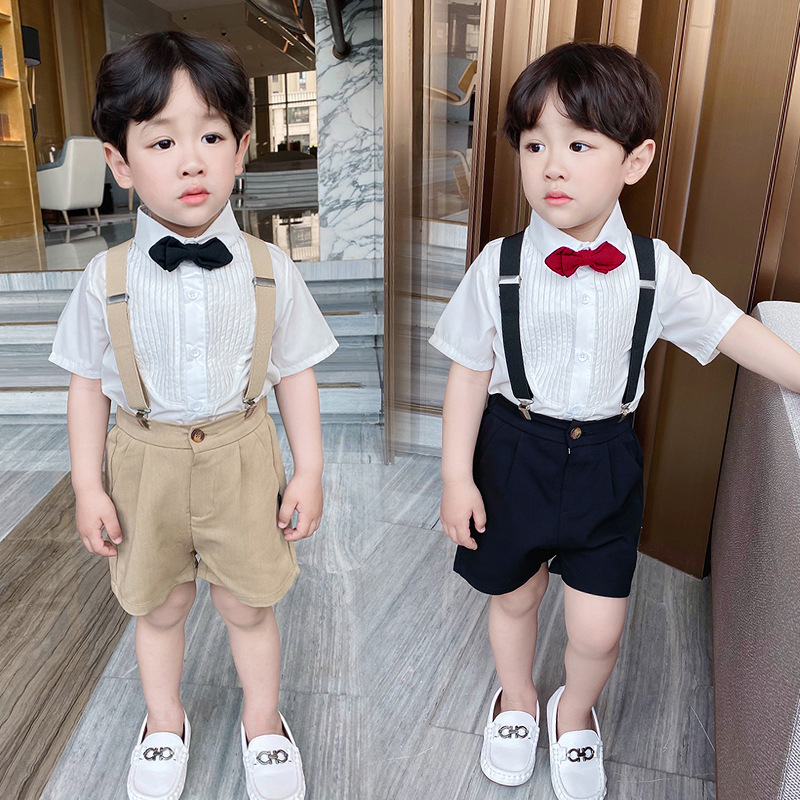 六一兒童朗誦表演服背帶褲花童禮服男童小學生合唱幼兒園演出服裝