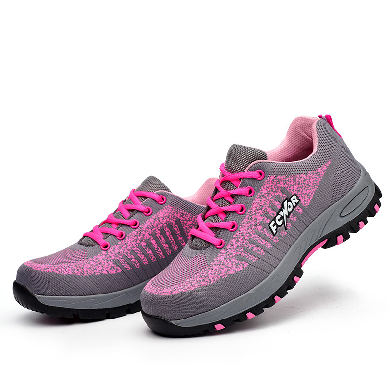 Flying Woven Labor Protection Shoes Women's Anti-smashing and Anti-piercing Work Good-looking Fashion Labor Protection Shoes Women's Comfortable Non-slip Protective Shoes