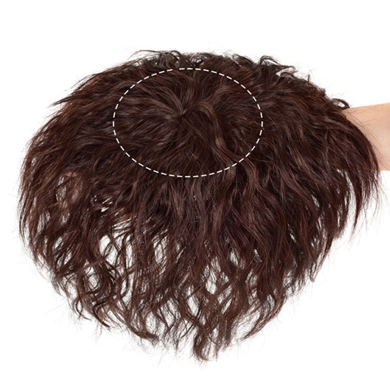 Wig Top Reissue Block Women's White Hair Covering Wig Full Real Hair Invisible Top Reissue Block Fluffy Short Curly Hair