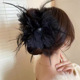 Black large flower feather grip clip