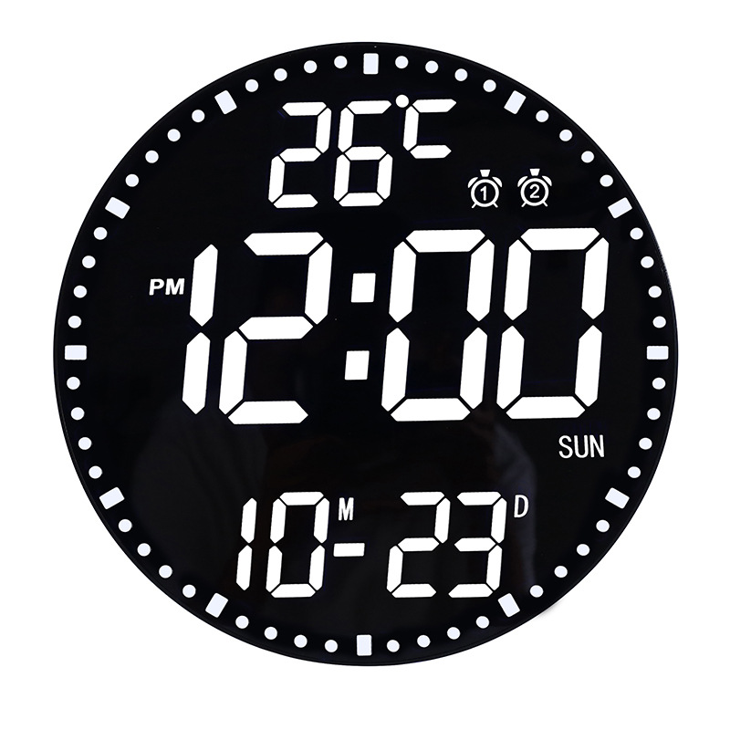 Creative round wall clock 3D remote control clock magic perpetual calendar living room 12 inch clock countdown mute snooze alarm clock