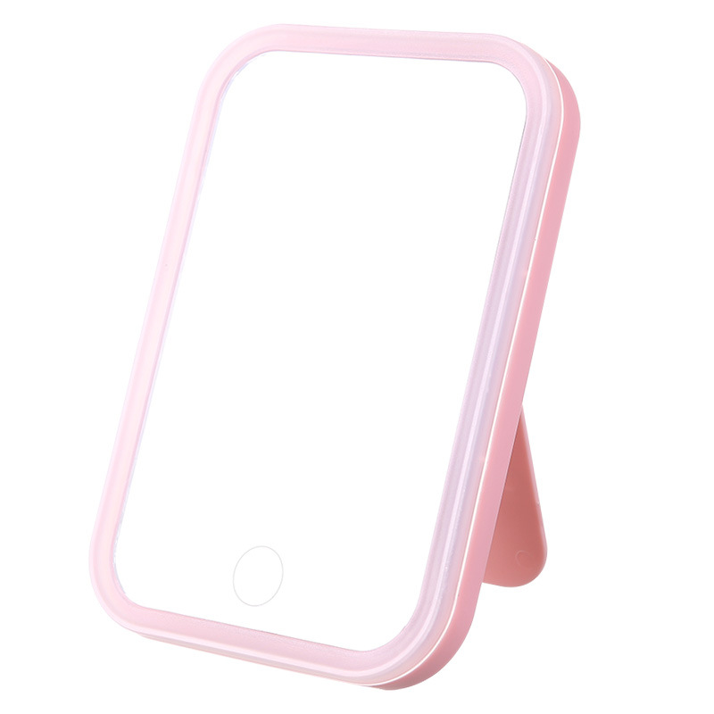 LED makeup mirror with lamp desktop fill light mirror three-color dimmable student portable bedroom dressing table small mirror