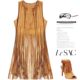 In Stock European and American style shawl suede tassel vest coat women's sleeveless mid-length vest outer wear
