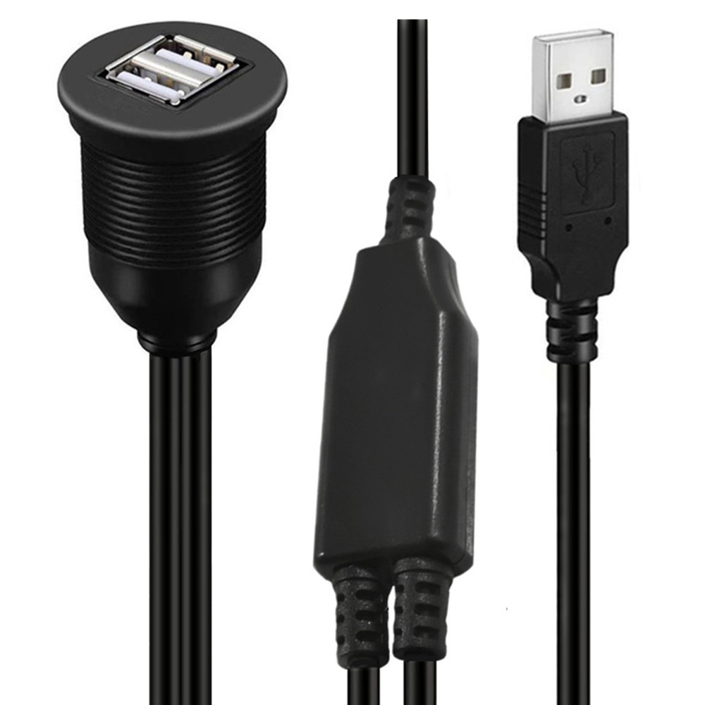 Dual data USB2.0 panel embedded extension cable suitable for car truck boat motorcycle dashboard