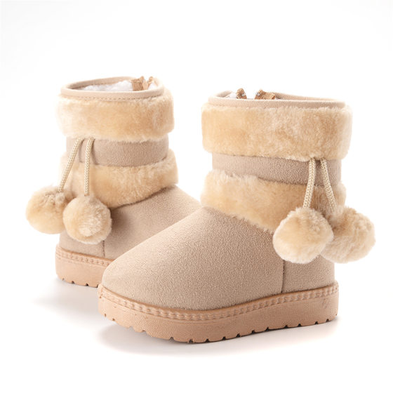  children's shoes 2022 fur ball snow boots padded children's boots warm cotton shoes