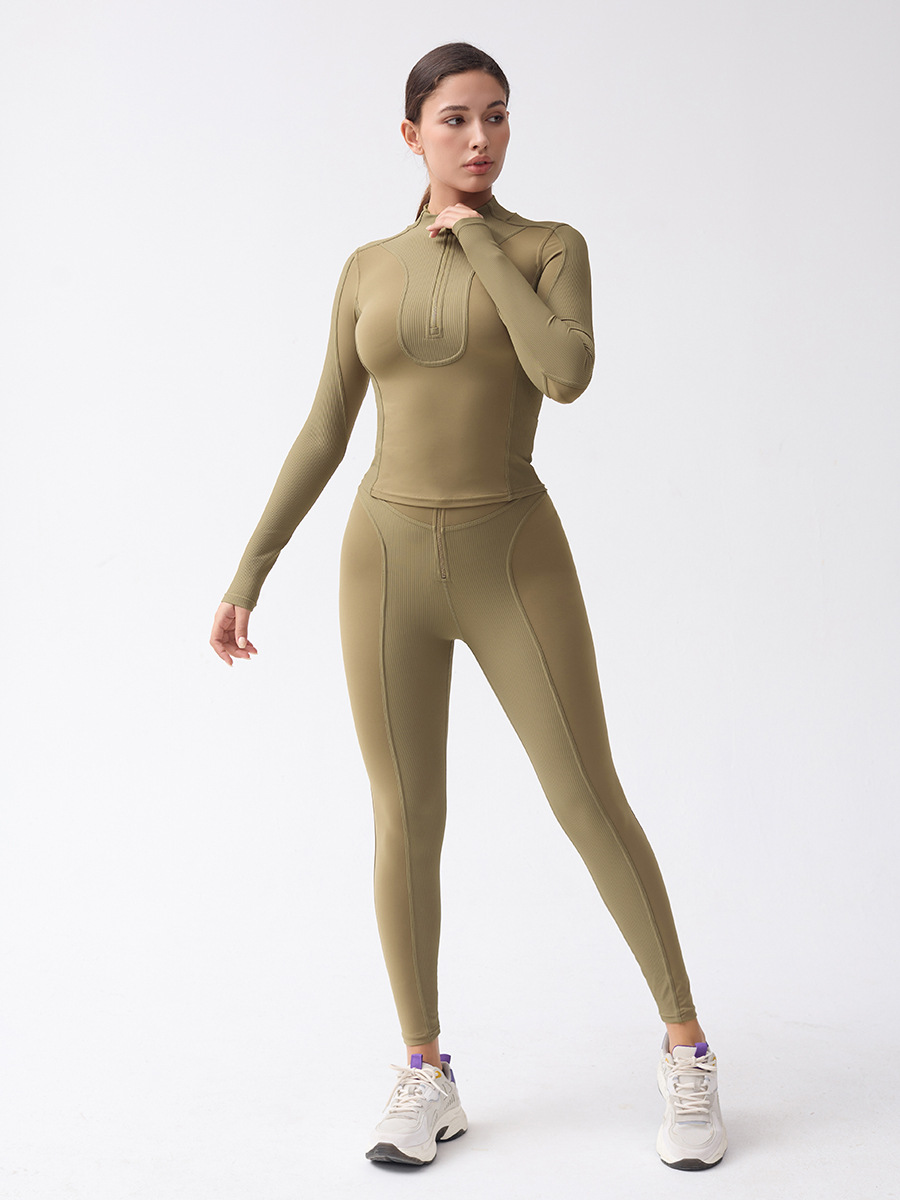 Women's high waist zipper tights fitness sports yoga trousers slim slimming thread pants skiing