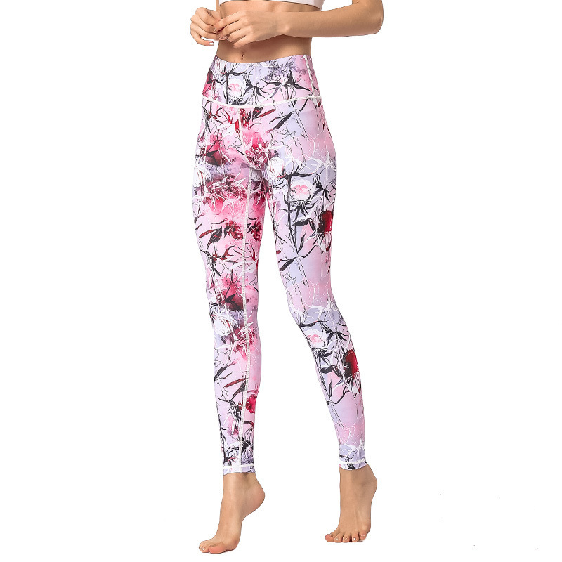 Lotte Hot Yoga Pants Женские европейские и американские леггинсы с цифровым принтом Высокая Талия Подтяжка бедер Бег Спортивные укороченные брюки для фитнеса