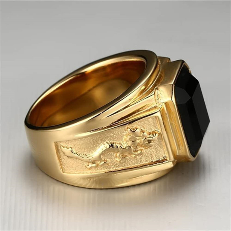 Weiya cross-border wish best selling jewelry retro black zircon ring men's gold ring factory direct sales