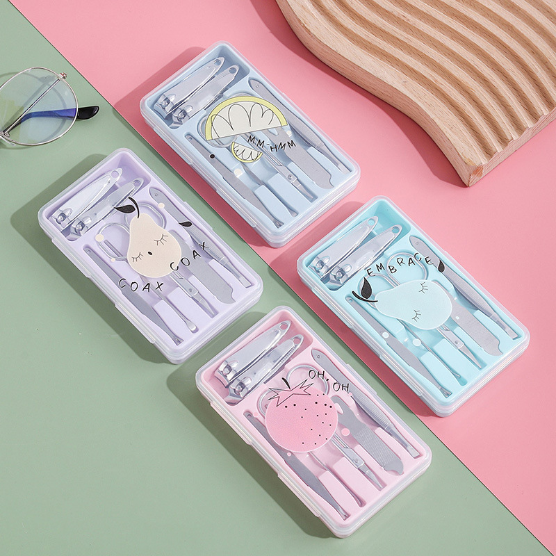 Net red cartoon stainless steel nail clippers set 7-piece pedicure knife beauty tongs nail manicure