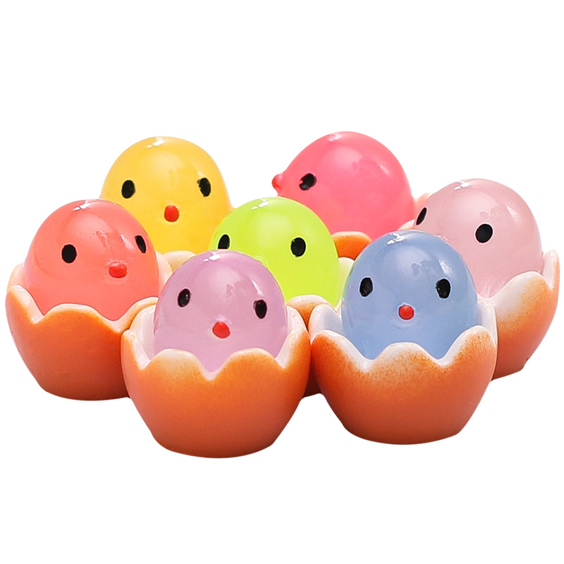 Cute Luminous Egg Shattered Chicken diy Resin Jewelry Accessories Children's Toy Keychain Ornament Material