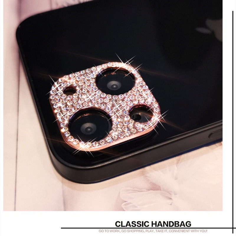 Suitable for Apple 16ProMax Mobile Phone Diamond Lens Film iPhone16 Diamond Metal Protection Frame Flash Diamond Rhinestone